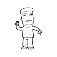 Cartoon Man Giving Peace Sign N77