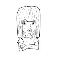 cartoon girl with folded arms N13