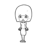 cartoon woman shrugging shoulders N638