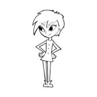 Cartoon Girl With Hands On Hips N26