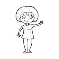 cartoon happy woman pointing N92