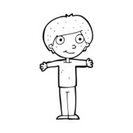 cartoon happy boy with open arms N26