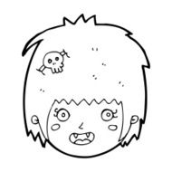 cartoon happy vampire girl face N13