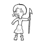 cartoon woman with spear sticking out tongue N12