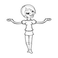 cartoon woman making open arm gesture N13