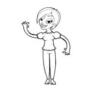 Cartoon Woman Waving N445