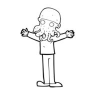 cartoon alien squid face man N13