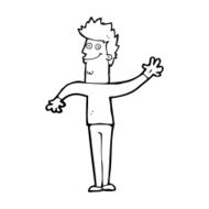 cartoon happy waving man N15