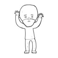 cartoon bearded man panicking N13