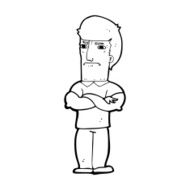 cartoon annoyed man with folded arms N25