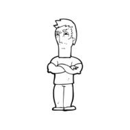 cartoon annoyed man with folded arms N26