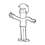 cartoon happy man waving N51