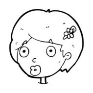 cartoon surprised female face N85