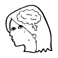 cartoon female head with brain symbol N23