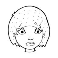 cartoon worried female face N12