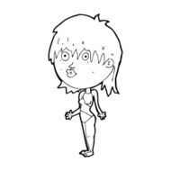 cartoon woman in swimsuit shrugging shoulders N13