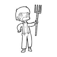 Cartoon Farmer With Pitchfork N15