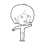 cartoon happy girl waving N13
