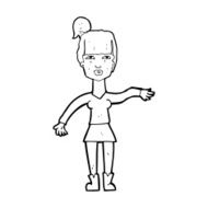 cartoon woman making dismissive gesture N26