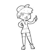 cartoon skater girl giving thumbs up symbol N13