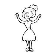 cartoon woman with raised arms N13