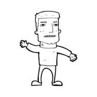 cartoon waving stressed man N12
