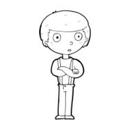 cartoon staring boy with folded arms N12