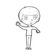 cartoon waving boy N28