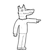 cartoon wolf man pointing N16
