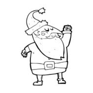 cartoon santa claus punching air N25
