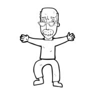 cartoon old man waving arms N12