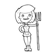 cartoon happy farmer girl N10