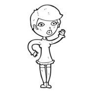 cartoon pretty woman waving N116