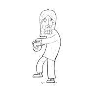 cartoon hippie man with bag of weed N13