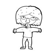 cartoon girl looking upwards N13