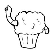 cartoon worm in cupcake N14