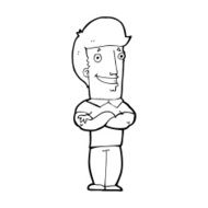 cartoon man with folded arms grinning N13