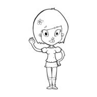 cartoon pretty girl waving N41