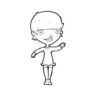 cartoon waving woman N187