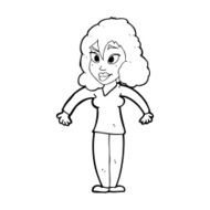 cartoon woman shrugging shoulders N641