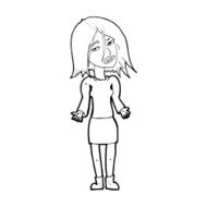 cartoon woman shrugging shoulders N642