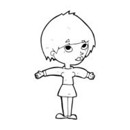 cartoon woman with open arms N132