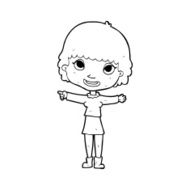 cartoon happy woman pointing N93