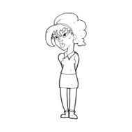 cartoon pretty girl tilting head N14