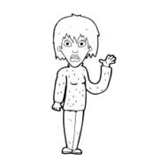 cartoon shocked woman waving hand N14