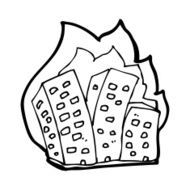 cartoon burning buildings N14