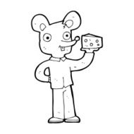 cartoon mouse holding cheese N13