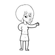 cartoon woman making welcome gesture N14