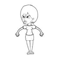 cartoon annoyed woman N256