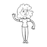 cartoon worried woman waving N26